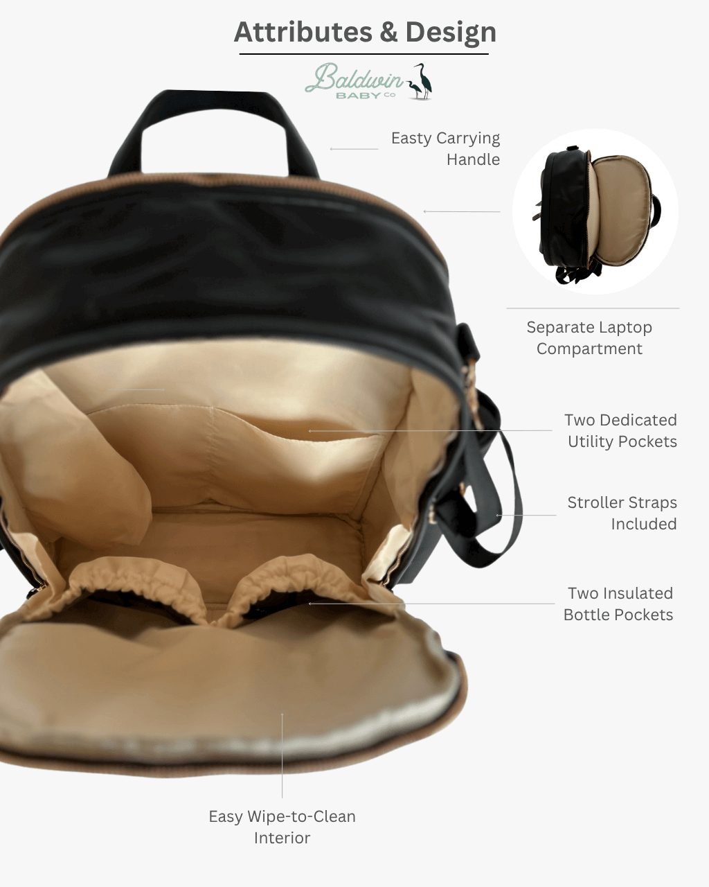 The Daphne Diaper Bag - Onyx