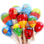 Baby Kid Wooden Ball Toy Sand Hammer Rattle Musical Instrument Percussion Infant (Multicolor)Random PCS For Kids