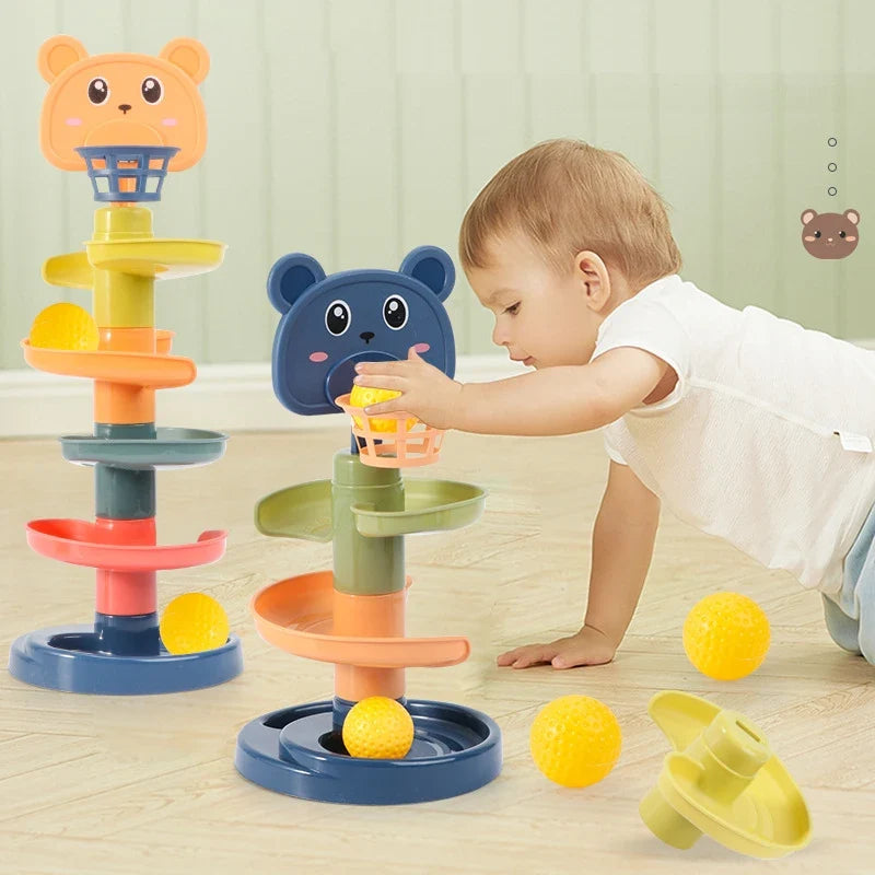Montessori Baby Rolling Ball Track Toy – Sensory Push Pop Slide Game